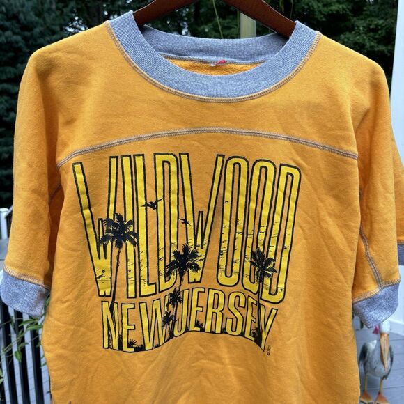 True Vintage 70s Wildwood New Jersey Crewneck Sweatshirt Mens Medium Half Sleeve - Picture 3 of 7